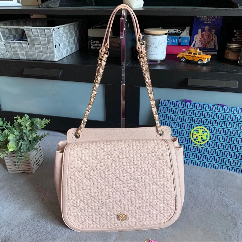 Tory Burch Bryant Pink Quilted Chain Flap Bag - Picture 15 of 16
